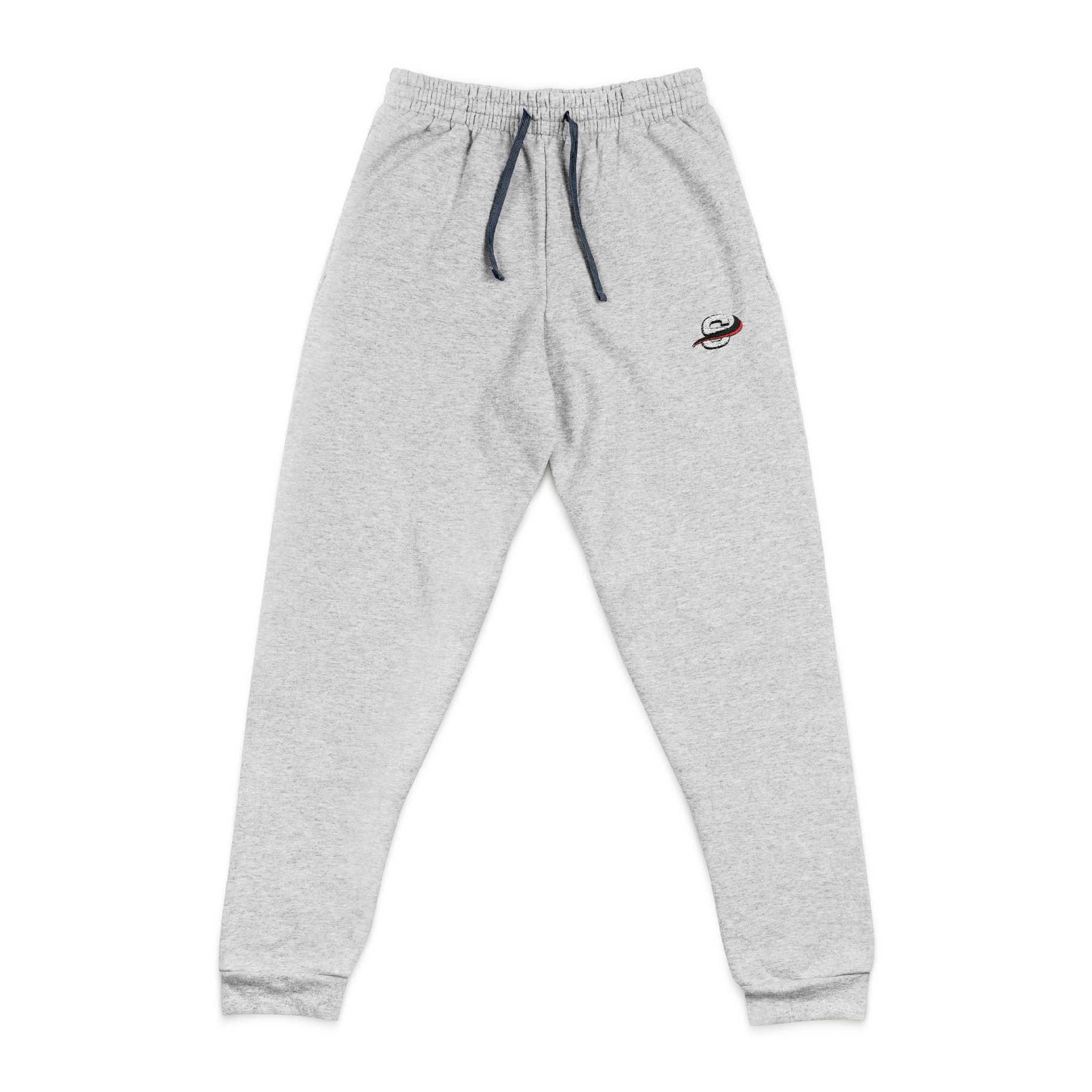 Embroidered Minimal Panda Joggers — Cozy Grey Sweatpants