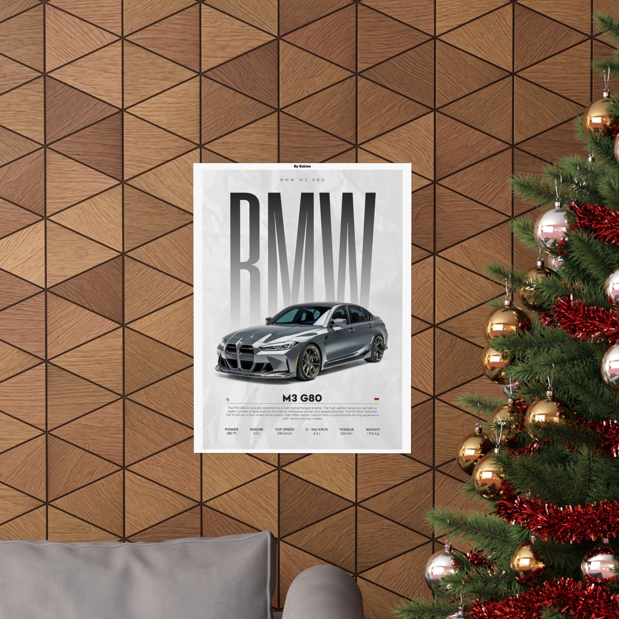 BMW M3 G80 Matte Vertical Poster — Modern Automotive Wall Art
